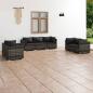 Preview: ARDEBO.de - 7-tlg. Garten-Lounge-Set mit Kissen Poly Rattan Grau