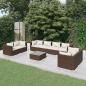 Preview: ARDEBO.de - 9-tlg. Garten-Lounge-Set mit Kissen Poly Rattan Braun