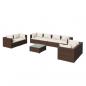 Preview: 9-tlg. Garten-Lounge-Set mit Kissen Poly Rattan Braun