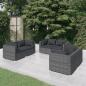 Preview: ARDEBO.de - 6-tlg. Garten-Lounge-Set mit Kissen Poly Rattan Grau