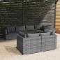 Preview: ARDEBO.de - 7-tlg. Garten-Lounge-Set mit Kissen Grau Poly Rattan