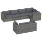 Preview: 7-tlg. Garten-Lounge-Set mit Kissen Grau Poly Rattan