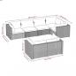 Preview: 7-tlg. Garten-Lounge-Set mit Kissen Grau Poly Rattan