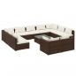 Preview: 12-tlg. Garten-Lounge-Set mit Kissen Braun Poly Rattan