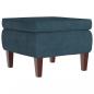 Preview: Hocker mit Holzbeinen Blau Samt