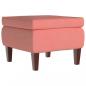 Preview: Hocker mit Holzbeinen Rosa Samt