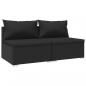 Preview: 2-tlg. Garten-Lounge-Set mit Kissen Poly Rattan Schwarz