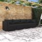 Preview: ARDEBO.de - 4-tlg. Garten-Lounge-Set mit Auflagen Poly Rattan Schwarz