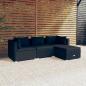 Preview: ARDEBO.de - 4-tlg. Garten-Lounge-Set mit Kissen Poly Rattan Schwarz