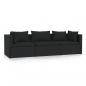 Preview: 3-Sitzer-Sofa mit Kissen Schwarz Poly Rattan