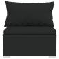 Preview: 3-Sitzer-Sofa mit Kissen Schwarz Poly Rattan