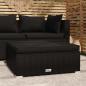 Preview: ARDEBO.de - Gartenhocker mit Kissen Schwarz 70x70x30 cm Poly Rattan