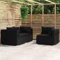 Preview: ARDEBO.de - 3-tlg. Garten-Lounge-Set mit Kissen Schwarz Poly Rattan