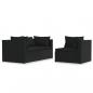 Preview: 3-tlg. Garten-Lounge-Set mit Kissen Schwarz Poly Rattan