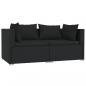 Preview: 3-tlg. Garten-Lounge-Set mit Kissen Schwarz Poly Rattan