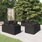 Preview: ARDEBO.de - 8-tlg. Garten-Lounge-Set mit Kissen Poly Rattan Schwarz