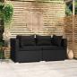 Preview: ARDEBO.de - 2-Sitzer-Sofa mit Kissen Schwarz Poly Rattan