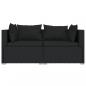 Preview: 2-Sitzer-Sofa mit Kissen Schwarz Poly Rattan