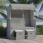 Preview: ARDEBO.de - Strandkorb mit Dach Poly Rattan und Massivholz Grau