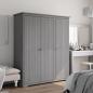 Preview: ARDEBO.de - Kleiderschrank BODO Grau 151,5x52x176,5 cm Massivholz Kiefer