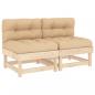 Preview: Mittelsofas mit Kissen 2 Stk. Massivholz Kiefer