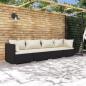 Preview: ARDEBO.de - 4-tlg. Garten-Lounge-Set mit Auflagen Poly Rattan Schwarz