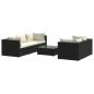 Preview: 6-tlg. Garten-Lounge-Set mit Kissen Poly Rattan Schwarz