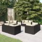 Preview: ARDEBO.de - 8-tlg. Garten-Lounge-Set mit Kissen Poly Rattan Schwarz