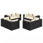 Preview: 8-tlg. Garten-Lounge-Set mit Kissen Poly Rattan Schwarz