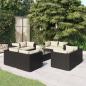 Preview: ARDEBO.de - 9-tlg. Garten-Lounge-Set mit Kissen Poly Rattan Schwarz