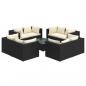 Preview: 9-tlg. Garten-Lounge-Set mit Kissen Poly Rattan Schwarz