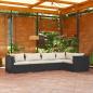 Preview: ARDEBO.de - 5-tlg. Garten-Lounge-Set mit Kissen Poly Rattan Schwarz