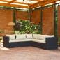 Preview: ARDEBO.de - 5-tlg. Garten-Lounge-Set mit Kissen Poly Rattan Schwarz