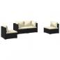 Preview: 4-tlg. Garten-Lounge-Set mit Kissen Poly Rattan Schwarz