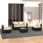 Preview: ARDEBO.de - 5-tlg. Garten-Lounge-Set mit Kissen Poly Rattan Schwarz