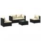 Preview: 5-tlg. Garten-Lounge-Set mit Kissen Poly Rattan Schwarz