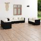 Preview: ARDEBO.de - 7-tlg. Garten-Lounge-Set mit Kissen Poly Rattan Schwarz