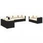 Preview: 7-tlg. Garten-Lounge-Set mit Kissen Poly Rattan Schwarz