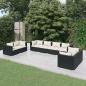 Preview: ARDEBO.de - 8-tlg. Garten-Lounge-Set mit Kissen Poly Rattan Schwarz