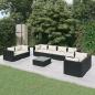 Preview: ARDEBO.de - 9-tlg. Garten-Lounge-Set mit Kissen Poly Rattan Schwarz