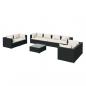 Preview: 9-tlg. Garten-Lounge-Set mit Kissen Poly Rattan Schwarz