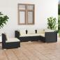 Preview: ARDEBO.de - 5-tlg. Garten-Lounge-Set mit Kissen Poly Rattan Schwarz