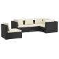 Preview: 5-tlg. Garten-Lounge-Set mit Kissen Poly Rattan Schwarz