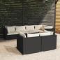 Preview: ARDEBO.de - 7-tlg. Garten-Lounge-Set mit Kissen Schwarz Poly Rattan