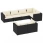 Preview: 7-tlg. Garten-Lounge-Set mit Kissen Schwarz Poly Rattan