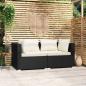 Preview: ARDEBO.de - 2-Sitzer-Sofa mit Kissen Schwarz Poly Rattan