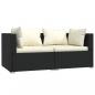 Preview: 2-Sitzer-Sofa mit Kissen Schwarz Poly Rattan