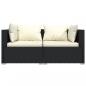 Preview: 2-Sitzer-Sofa mit Kissen Schwarz Poly Rattan