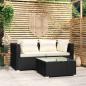 Preview: ARDEBO.de - 3-tlg. Garten-Lounge-Set mit Auflagen Schwarz Poly Rattan