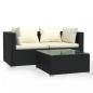 Preview: 3-tlg. Garten-Lounge-Set mit Auflagen Schwarz Poly Rattan